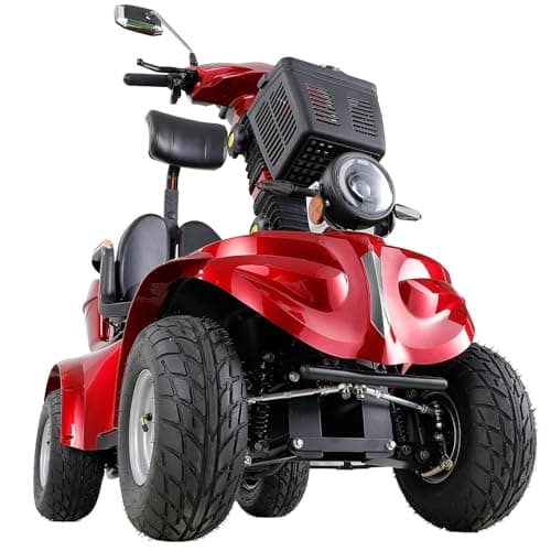 Heavy Duty Mobility Scooters for Seniors, 4 Wheel Mobility Scooters for Old People, Easy to Install and Drive for Elderly (Red)