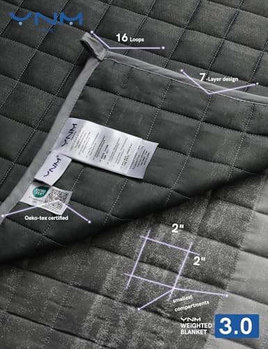 YnM Cooling Weighted Blanket — Oeko-Tex Certified Material (Gradient Dark Grey, 60"x80" 20lbs), Suit for One Person(~190lb) Use on Queen/King Bed 5