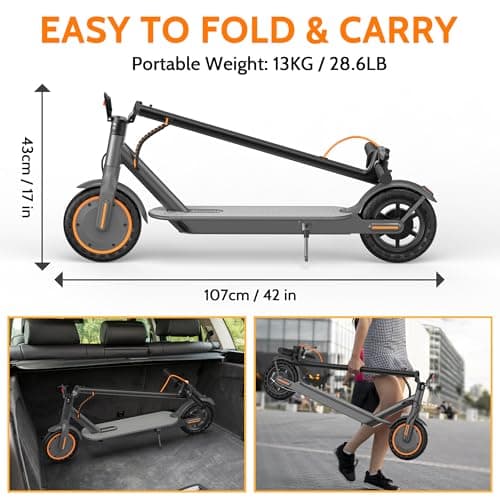 Electric Scooter for Adults, Folding E Scooter with 350W Motor 19 Mph Top Speed, Max 19 Miles Long Range, 8.5'' Solid Tires Commuting Scooters with Dual Brakes System, APP 7