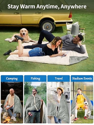 Kintiwe Pro Heated Blanket Battery Operated, 12V Portable Electric Heated Shawl Throw with 3 Heating Modes,Heating Outdoor Camping Blanket for Traveling,Picnics,Car,50''X70'' 6