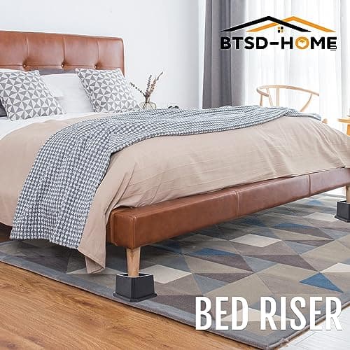 BTSD-home Furniture Risers 2 Inch Bed Risers Heavy Duty Adjustable Dorm Bed Lifts Risers Table Desk Chair Leg Extenders 4 Pack Black 6