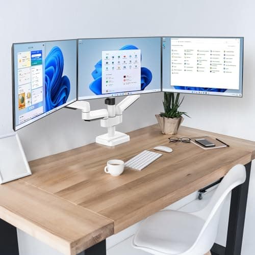MOUNTUP Triple Monitor Stand Mount - 3 Monitors Desk Mount for Computer Screens Up to 27 inch, Triple Monitor Arm, Heavy Duty Monitors Stand, Each Arm Holds 4.4-19.8 lbs, White 7