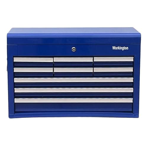 Workington Professional Industrial Portable Metal Tool Chest with 9 Drawers, 26" 9-Drawer Tool Chest Cabinet with Ball Bearing Drawer Slides, Steel Tool Storage Box Organizer 4016 Blue 9