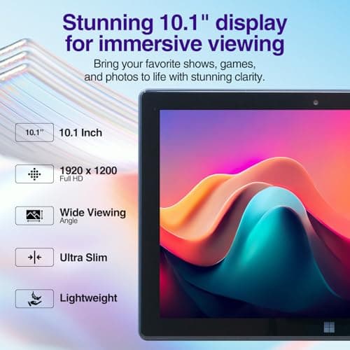 Fusion5 10.1" Windows 11 Professional Tablet PC - Ultra Slim Full HD Windows Tablet Computer - 8GB RAM, 256GB M.2 SSD, 10 Inch Display, 5G WiFi, Intel Quad-Core CPU, USB 3.0, Micro HDMI, Dual Cameras 3