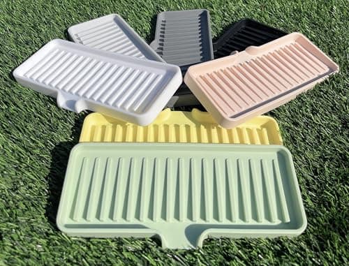 Happitasa Silicone Soap Dish Tray and Sponge Holder with Drain Chute | Bathroom and Kitchen Sink Organizer Caddy (Black, 9"x3.5", 5.6 Ounces) 9