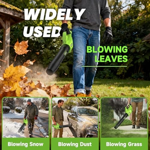 Leaf Blower Cordless, 650CFM Electric Leaf Blowers with 2 x 5.2Ah Batteries and Charger, 3 Speed Modes, 1 x Adjustable Shoulder Strap, Powerful Blowers for Lawn Care, Patio, Dust, Blowing Leaves 7