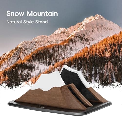 AFOOYO Vertical Dual Laptop Stand - Snow Peak-Shaped Walnut Adjustable Laptop Holder,2 Slots Desktop Dock Compatible with All MacBook, Surface,Chromebook,Dell & More(Walnut) 3