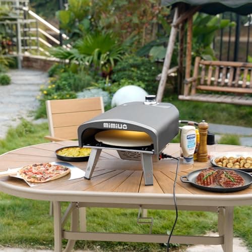Mimiuo Outdoor Gas Pizza Oven with Automatic Rotating Pizza Stone - 14 Inch Portable Propane Pizza Ovens for Outside - Professional Pizza Grilling Stove for Outdoor Kitchen - Global Patent 8