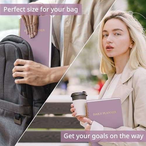 Aesthetic Daily Planner Notebook With Hourly Schedule, Spiral To Do List Notepad, Notebooks for Work, Undated Planner to Easily Organize Your Tasks And Appointments,Perfect Office Supplies for Women - Purple 7