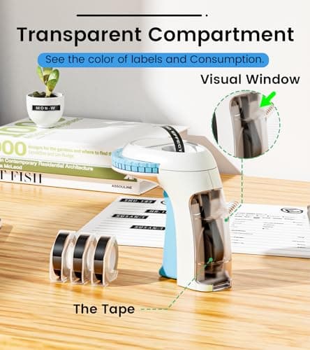 Embossing Label Maker Machine with Tapes, Embossed Label Maker Vintage, Retro Embosser Manual with 3Roll 3D Embossing Labels-Waterproof, Old School Labeler for Home Office Classroom Gifts Scrapbook 6