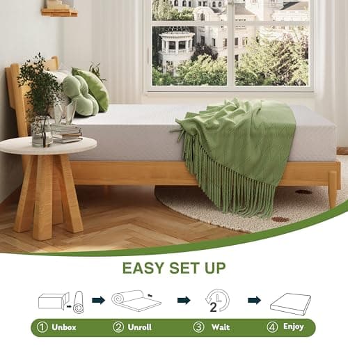 EGOHOME 6 Inch Twin Mattress for Kids, Memory Foam Mattress with Cooling Green Tea Gel, Relieve Pressure with Medium Firm Support, CertiPUR-US Certified, 75''L x 38''W, White 7