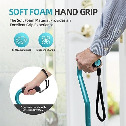 BeneCane Walking Cane for Men & Women Adjustable Cane with Offset Soft Cushioned Handle -Portable Lightweight Sturdy Mobility Walker Aid for Elderly, Seniors Collapsible Cane Blue 5