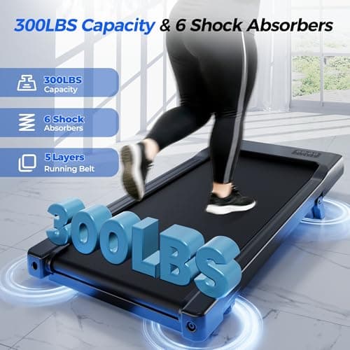 SupeRun Walking Pad with Incline, Under Desk Treadmill, 3 in 1 Portable Treadmills for Home with Remote Control LED Display, 2.5 HP Quiet Mini Treadmill for Office Home Use, 300 Lbs Capacity 6