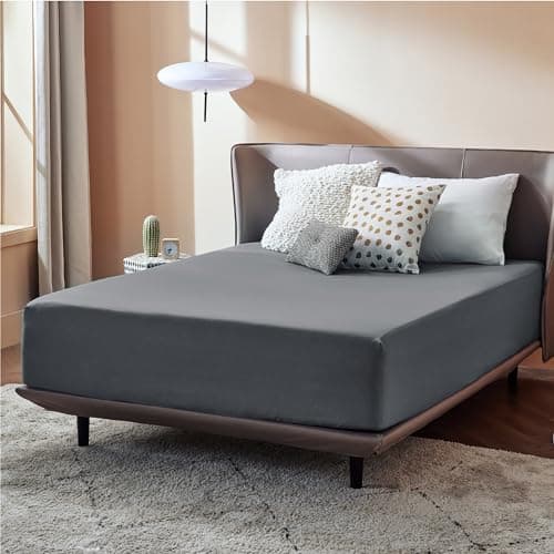 Bedsure Fitted Sheet Queen Size Only - Brushed Microfiber Bed Sheets, Ultra Soft & Breathable, Fade Resistant & Easy Care (Grey, 60x80+16 Inches, 1 Piece)