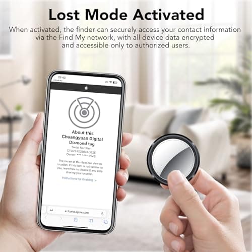 QCOQ Air Tracker Tags-4 Pack Black | Bluetooth Tracker Work with Apple Find My (iOS Only), Smart Tag with Protective Case/Keychain/Lanyard, Item Finder for Luggage/Key/Suitcase, Replaceable Battery 7