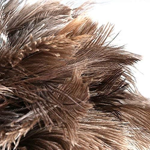 Feather Dusters for Cleaning, Feather Duster Ddzmz Fluffy Natural Genuine Ostrich Feathers and Reusable Wooden Long Handle Large Ostrich Feather Duster Cleaning for Housewife Brown Length 24" 1Pack 7