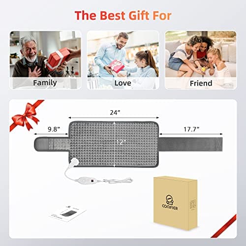 Comfier Heating Pad for Back with 6 Heat Settings & Auto Shut Off, Back Heating Pad for Lower Back Pain, Heat Pad for Back for Mom/Women, 12X24” 7