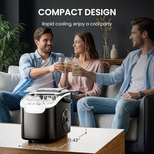 Countertop Ice Maker Machine – 8 Bullet Ice in 6 Mins, 26.5lbs/24Hrs Output – Self-Cleaning Portable Design with Selectable Ice Size & Touch Display for Home/Office/Bar 7
