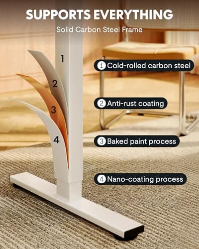 FLEXISPOT EN1 One-Piece Standing Desk, 48"x24" Seamless Desktop Electric Height Adjustable Desk for Home Office, Multi-Monitor Setups & Easy Assembly, White 8