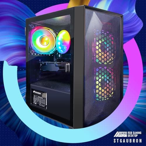 STGAubron Gaming PC Computer Desktop, Intel Core i5-8600 up to 4.3G, Radeon RX 550 4G,16G DDR4, 512G SSD, WiFi 6 5G, BT 5.2, RGB Fan x3, Windows 11 Home 4