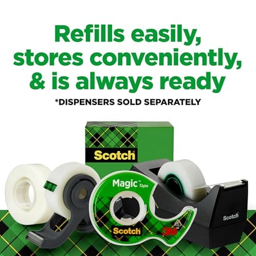 Scotch Magic Tape Desktop Dispenser, 6 Rolls of 3/4" x 1000" Each Plus 1 Desktop Tape Dispenser, Great for Repair, Wrapping and Office Applications 7