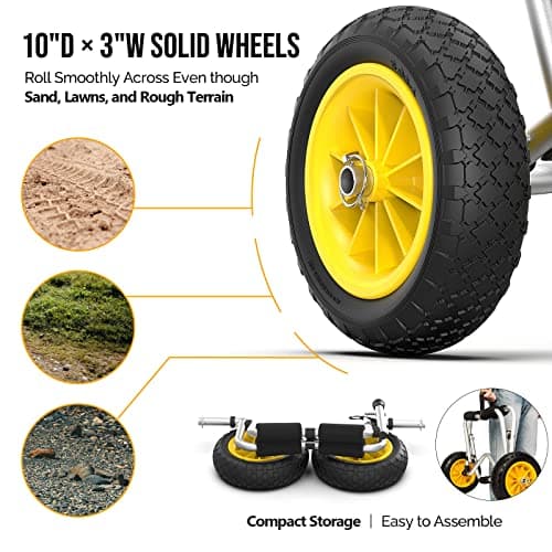 Bonnlo Kayak Car Foldable Aluminum Kayak Trailer with 10'' Solid Tires, Universal Kayaks Wheel Cart Dolly for Canoe, Paddle Board, Boat, Float Mats, Jon Boat 5