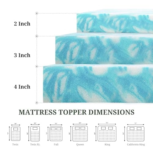Memory Foam Mattress Topper Twin XL - 3 Inch Gel Infused Bed Toppers, Pressure Relief Mattress Pad for Dorm Room, CertiPUR-US Certified 6