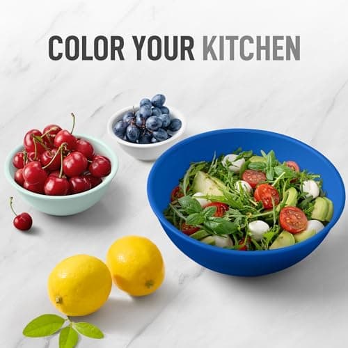Zulay Kitchen 12 Piece Plastic Mixing Bowls with Lids Set - Leak-Proof Microwave & Freezer Safe Stackable Mixing Bowl Set for Preparing, Serving and Storing - Non-Slip Large Nesting Bowls (Blue Ombre) 6