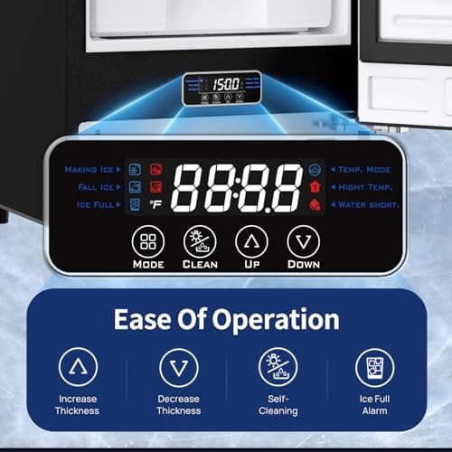 Coolake 15 Inch Commercial Under Counter Ice Maker Machine, 100lbs/Day Stainless Steel Built-in Freestanding Ice Maker with 30lbs Storage Bin, Self-Cleaning, Under Cabinet Ice Machine for Home Office 6