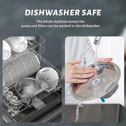 DOOOB Cat Water Fountain, 3.2L/108OZ Stainless Steel Pet Water Dispenser Automatic Metal Dog Drinking Fountains Water Bowl with Replacement Filters Ultra-Quiet Pump 6