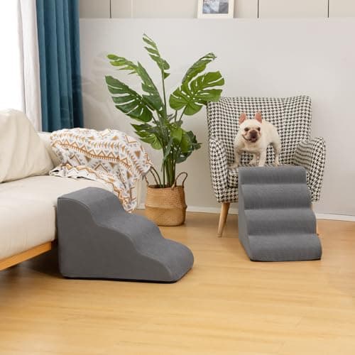 Aodisman 3-Step Dog Ramp and Stairs for Sofa and Chair - Non-Slip Sturdy Pet Steps for Small Dogs and Cats,15.7" H,Grey 7