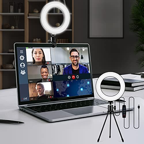 Sancheay Video Conference Lighting Kit, LED Ring Light for Webcam Lighting, 3 Light Modes & 10 Dimmable Brightness Levels, for Virtual Meeting, Remote Working, Broadcasting, Live Streaming, Makeup 6