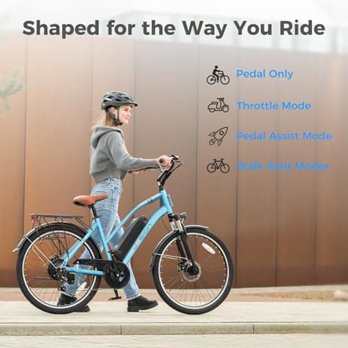 Jasion CB1 Electric Bike for Adults, 1000W Motor Peak Ebike, 450Wh Removeable Battery, 26'' City Cruiser Bicycle, 22 MPH Commuter Women Ebike, 7-Speed Gear 8