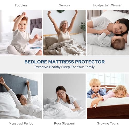 BEDLORE Waterproof Mattress Protector, Queen Size Mattress Pad Noiseless with Deep Pocket 6"-18" Depth, Soft Breathable Dirt-Proof Bed Mattress Cover Washable for Home, Bedroom, Hotel (Gray) 6