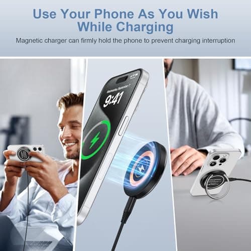 S25 S24 Ultra Magnetic Wireless Charger Fast Charging Pad for Samsung Galaxy Z Fold 7/6/Flip 7/6/5/S25 Edge/S24/S23/S22/S21/Moto Edge 2024,15W Wireless Phone Magsafe Charger &20W USB C Charger Block 7