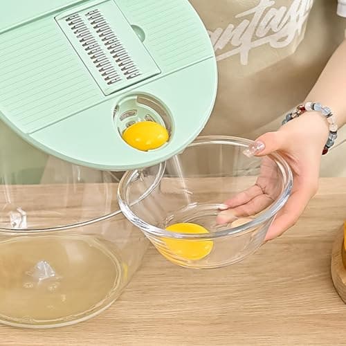 Airpro Salad Spinner Large, Vegetables Fruits Wash Bowl,Lettuce Spinner Pasta and Fries Dryer with 5 Blades,Egg Yolk Strainer Slicer Shredder for Kitchen Colander, 5.3 Qt, Green White 5