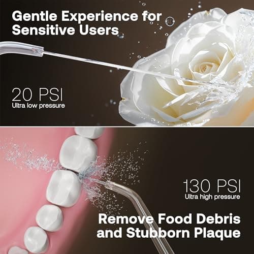Bitvae C6 Water Dental Flosser Teeth Picks, Portable Cordless Oral Irrigator, IPX7 Waterproof Braces Flossers Cleaner, 5 intensities 6 Jet Tips, Rechargeable Water Dental Picks for Cleaning, Pink 5