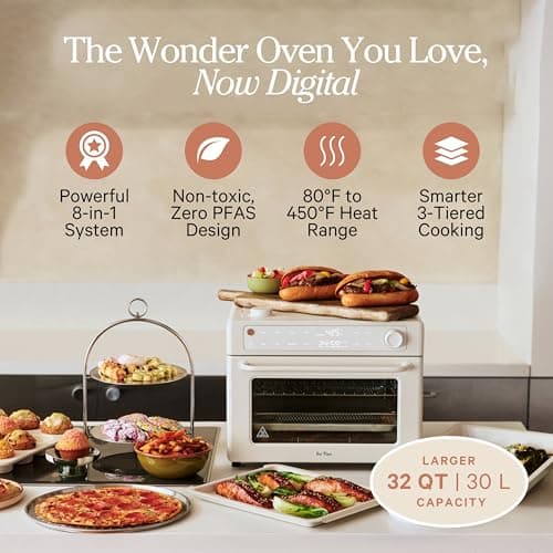 Our Place Wonder Oven Pro | 8-in-1 Digital Air Fryer & Countertop Oven with Basket, Rack, Pan & Tray | 3-Rack, 32 QT Capacity - Air Fry, Toast, Roast, Bake, Reheat, Broil, Proof & Dehydrate | Cream 2