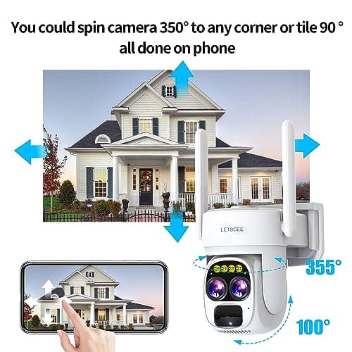 LETSCEE Security Cameras Wirelss Outdoor for Home Security, Alexa Cameras Solar Power,360 View Outside Camera,Motion Detection,10x Hybrid Zoom PAN Tile,IP-65 Weather Proof (1 Pack) 6