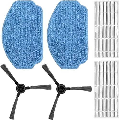 ZCWA Robot Vacuum Cleaner Accessories Kit, BR151 Replacement Parts, Included Side Brush*2, Dust Box Filter*2 and Mop Pads*2