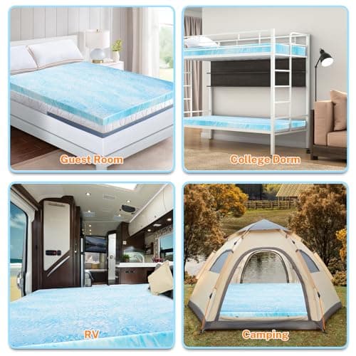 BedsPick 2 Inch Twin XL Memory Foam Mattress Topper,Memory Foam Dorm XLong Single Mattress Pad Twin Extra Long Gel Infused Mattress Topper for College Dorm 5