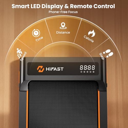 HiFast Walking Pad with Vibration Plate, 10% Incline Under Desk Treadmill 300lbs Capacity, Portable Small Treadmills for Home and Office, Remote Control, LED Display 9