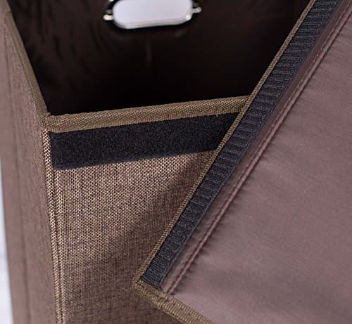 BIRDROCK HOME Laundry Hamper with Lid | Removable Bags for Sorting Clothes | Sectioned Laundry Basket for Bedroom & Bathroom | Collapsible Storage Bin with Cover | Double, Brown 8