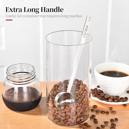 Luxiwise Long Handle Coffee Scoop, 18/8 Stainless Steel Food Grade Measuring Spoon for Coffee Beans Powders Sugar, 8.6in Long Metal Scoop Tablespoon for Easy Container Reach (2tbsp/ 30ml) 6