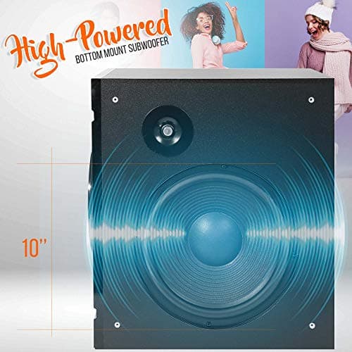 Pyle 5.1 Channel Home Theater Speaker System - 300W Bluetooth Surround Sound Audio Stereo Power Receiver Box Set w/ Built-in Subwoofer, 5 Speakers, Remote, FM Radio, RCA - PT589BT,Black 5