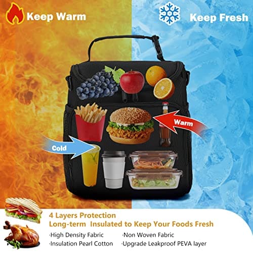 UYLIA Lunch Box for Men,Insulated Lunch Bag Women with Adjustable Shoulder Strap, Cooler Bag with Drinks Holder for Adult Work Picnic Beach Workout 5