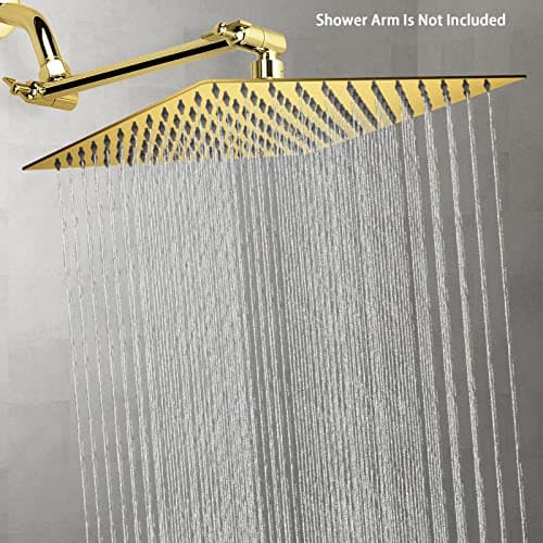 NearMoon Rain Shower Head, High Flow Stainless Steel Square Rainfall Shower, Waterfall Bath Shower Body Covering, Ceiling or Wall Mount (12 Inch, Chrome Gold) 6