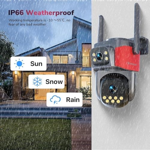 VSTARCAM 4MP+4MP Dual Lens Security Camera Outdoor, 2K, 360° Pan & Tilt, PIR Motion Detection, Spotlight & Siren Alarm, Full Color Night Vision, 2-Way Audio, IP66, Cloud & SD Card Storage 7
