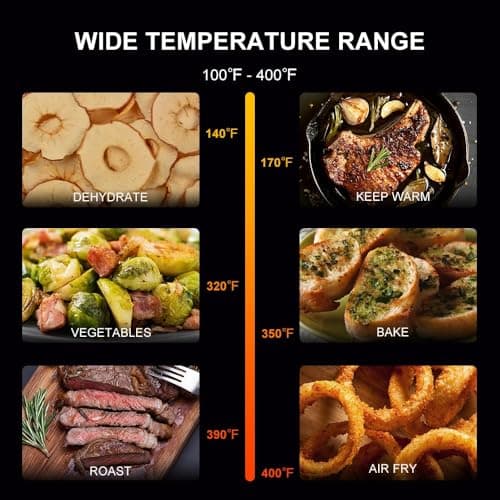 RAMJOY Air Fryer 6.8 Quarts, 10-in-1 Functions, Air Fry, Roast, Bake, Broil, Dehydrate, Large & Compact Air Fryers, Nonstick & Dishwasher-Safe Airfryer Basket, Stainless Steel Air Fryer, Metal Grey 8