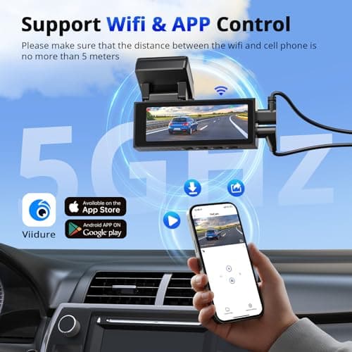 Dash Cams Front and Rear, NQJ 4K+2K Dual Dash Camera for Cars w 64GB Card, 5GHz Wi-Fi & App, G-Sensor, 3.2” Screen, 24H Parking Mode, 170°Wide Angle, Night Vision 7